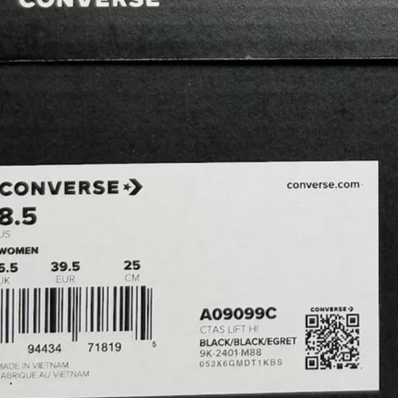 Converse Women's CTAS Lift Platform 3D Flowers Size 8.5 Black A09099C NWT - Picture 7 of 7